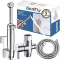 SonTiy Handheld Bidet Sprayer for Toilet, All Metal Cloth Diaper Toilet Sprayer Bidet Attachment with Backflow Preventer, Adjustable Water Jet Spray, 7.2" Brass Hand Held Bidet Wand, Chrome by SonTiy
