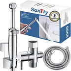 SonTiy Handheld Bidet Sprayer for Toilet, All Metal Cloth Diaper Toilet Sprayer Bidet Attachment with Backflow Preventer, Adjustable Water Jet Spray, 7.2" Brass Hand Held Bidet Wand, Chrome by SonTiy