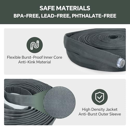 Garden Hose 25ft, Made of TPU(Not PVC), Ultra-Light & Flexible Water Hose, Non-Shrinking, Easy to Store, Drinking Water Safe Material, All-weather, Black&Gray - Image 3