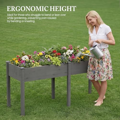 DUMOS 72x23x30 Inch Raised Garden Bed, Elevated Wood Planter Box with Legs - Image 4