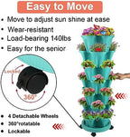 GameXcel Vertical Planter Tower - 7 Tier Stackable Garden Planters with Wheels and Garden Tool Set Plant Pots for Strawberry Herb Flower and Vegetable Indoor Outdoor Use Teal - Image 2