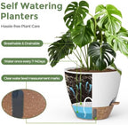 Plant Pots, 12" 10" 6" 8" Inch Self Watering Pots with Water Level Indicator, Set of 5 Flower Pots Indoor with Drainage Holes, Modern Planters for Indoor Outdoor Plants, Room & Office Décor - Image 3