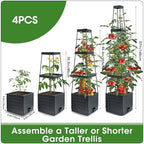 MQFORU Tomato Planter Boxes with Trellis Outdoor, 57" Self Watering Raised Garden Bed, Tall Square Planters for Indoor Plants, Large Tomato Cage for Patio, Use for Indoor Outdoor (4) - Image 3