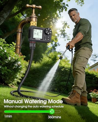 Water Timer for Garden Hose with 100% Metal Pipe, Programmable Sprinkler Controller for Garden Faucet with Auto/Manual/Rain Delay Mode, Irrigation Timers for Lawn, Yard, Outdoor Plants - Image 4