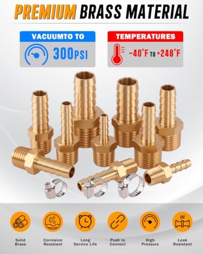 GERGUIRRY 126PCS Brass Hose Barb Fittings Kit, Male Adapter NPT Hose Repair - Image 3