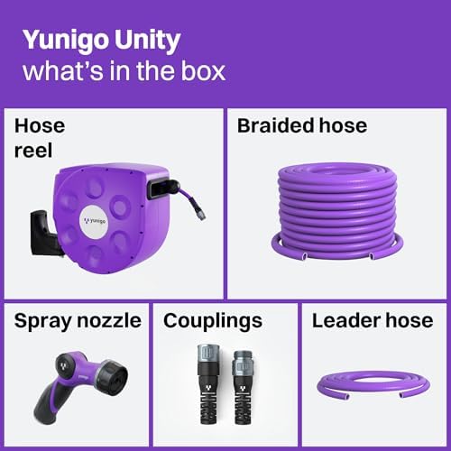 UNITY 100ft, Wall-Mounted Retractable Hose Reel, Slow Rewind, Complete System with Spray Nozzle, 180° Pivoting Mount, Fully Preassembled Compact System for Home & Garden Watering - Image 6