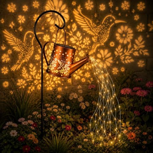 Solar Watering Can Light, LED String Lantern, Hummingbird Garden Yard Decor by Unknown