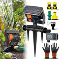 16-Nozzle Oscillating Sprinkler with Dual-Zone Sprinkler Water Timer, 360° 16-Hole Automatic Rocking Sprinkler, Turbo Orbit Mist Sprinklers System for Garden (Ground-Insert, with Single-Zone Timer) by Unknown