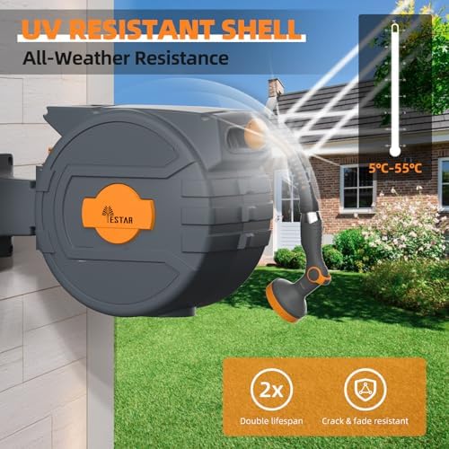 Retractable Garden Hose Reel 1/2 in x65 ft,Auto Slow Rewind System - Image 5