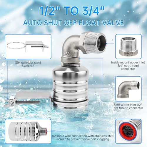 4Pack Water Float Valve Automatic Water Level Control Float Valve 1/2" 3/4" - Image 4