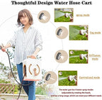 Hose Reel Cart Water Hose Cart Reel Compact Garden Hose Organizer, Portable Retractable Hose Reel, Household Car Wash Tool with Water Gun, for Backyard (Beige Hose Cart+15m Pipe) - Image 3