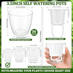 Self Watering Plant Pots, 3.5'', Transparent White, 36 Pcs - Image 2