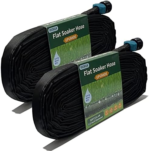 Secbulk 2026 Flat Soaker Hose 100 ft for Garden, 100' (50ft x 2) Linkable Drip Hose Diy Garden Irrigation System Saving 80% Water, Dual-layer Leak-free Design Water Hose with Holes by Secbulk