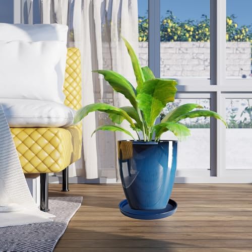 Yukfona Ceramic Plant Saucer Tray 2 Pcs 12 Inch Blue, 12.5" OD x11.9 ID x1.6 Deep| Fits Flower pots Bottom≤ 11.9", Heavy Duty Glazed Round Planter Drip with Catch Basin for Indoor Outdoor Plants - Image 7
