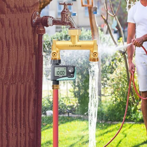 Heavy Duty Brass 2-Way Garden Hose Splitter, 3/4" GHT Threads, Metal Shutoff Valve, Long Handle（2 pack） - Image 5