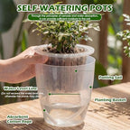 9 Pcs 3 Each of 5'', 6.5'', 7'' Large Clear Self Watering Plant Pots - Image 5