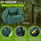 2 Pcs 15 Gallon Adjustable Diameter Tree Ring Watering Bag PE Slow Release Watering Bags Drip Irrigation Water Pouch Automatic Drip System for Thick Trees Newly Planted Tree Fruit Established Trees - Image 2