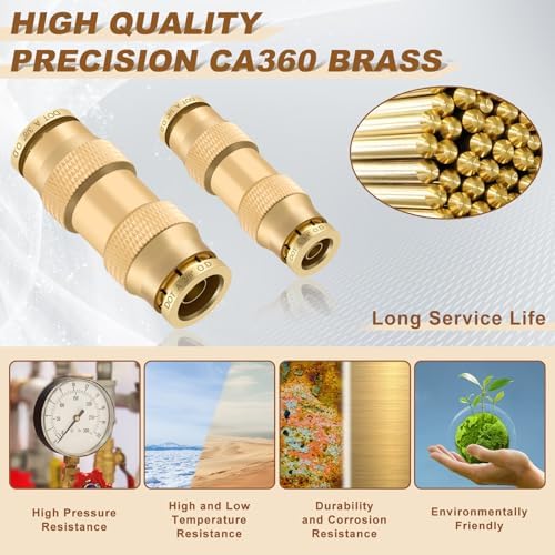 25PCS 1/4" 3/8" Brass Dot Air Line Fittings Kit, Straight Union Kit - Image 3