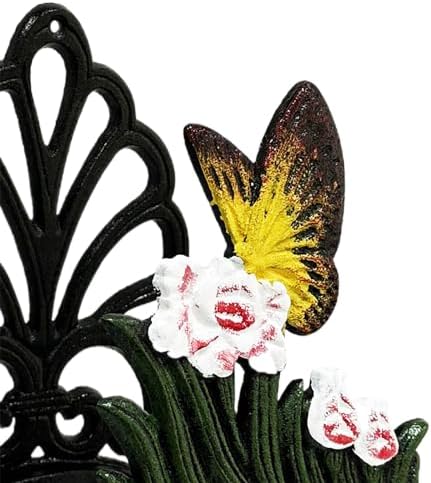 Decorative Garden Hose Holder,Hose Hanger,Heavy Duty Cast Iron Garden Yard Water Pipe Holds,Wall Mounted Hose Butler,Hose Rack Reel,50FT 75FT 100FT Water Hose Bulter Storage (Butterflies) - Image 3