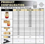 CheeMuii 43 Pcs Brass DOT Air Line Fittings Kit Push Lock DOT Air Fittings - Image 3
