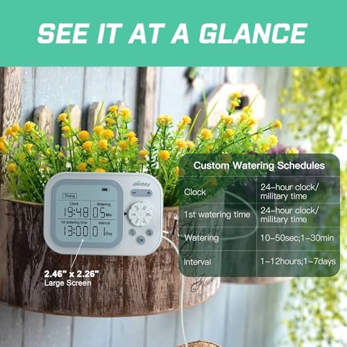 Automatic Plant Waterer Self Watering System Indoor for 15 Potted Plants Pack of 2, Auto Drip Irrigation Kit Programmable Water Timer w Smart Humidity Detection - Image 3