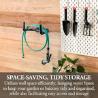 MyGift Wall Mounted Garden Water Hose Hanger, Industrial Matte Black Metal Hanging Waterhose Reel Holder Storage Rack with Decorative Dual Pipe Fittings - Image 4
