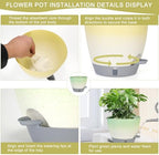 4-Piece Planter Set, 12/10/9/8-inch Self-Watering Pots with Drainage Holes, Deep Trays, Water Level Indicators, Suitable for Plants (12/10/9/8-inch, White Gradient Design) - Image 4