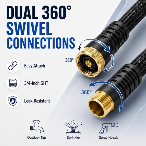 100FT 3-Layer Reinforced Garden Hose with Industrial Metal Nozzle - Image 4