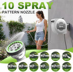 Silvel Automatic Retractable Garden Hose Reel, 1/2" x 110ft Wall Mount, 12V 2.5Ah Battery Powered & Button-type Length Control,Heavy Duty Hose Reel with 10 Pattern Nozzle, Upgraded UV Resistant - Image 5