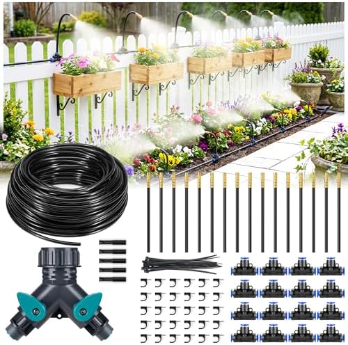 HIRALIY 100FT Misting Irrigation Kit by HIRALIY