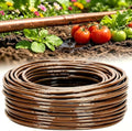 1/4" Drip Irrigation Tubing with 6" Emitter Spacing, (250 Ft Roll) Saving 80% Water, 0.5 GPH Emitters Built-In Drip Irrigation Line for Garden, Hydroponics, Greenhouses, and Landscape Beds (Brown) by Vikua