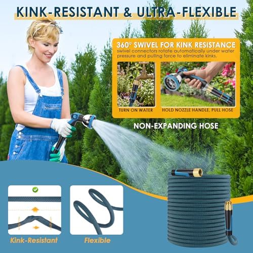 Non-Expandable Garden Hose 25 FT, Lightweight Flexible Water Hose - Image 2