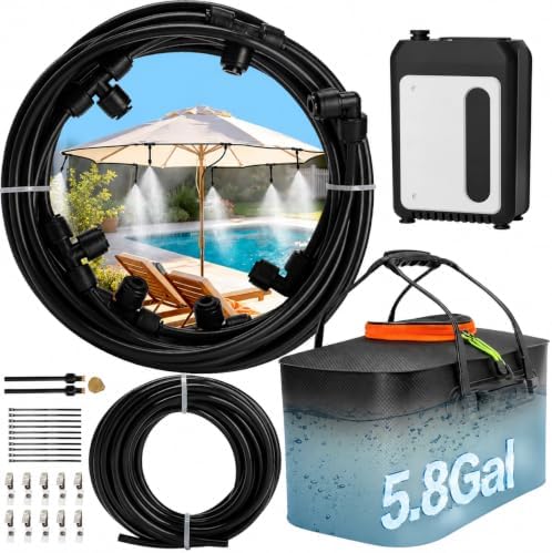 Bonviee 36FT Portable Misters for Outside, 5.8Gal Tank, Pump, 6 Misters by BonvieeDirect