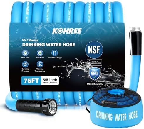 Kohree NSF 372 Certified 75-ft Drinking Water Hose, 5/8'' RV Water Hose by BuyNowKohreeRVAccessory