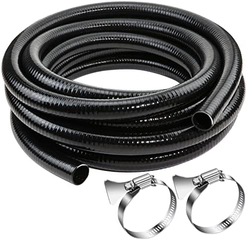 Flexible PVC Pipe2" Dia Black PVC Pipe, ID2" x50 feet Pool Hose,Spa Hose Tubing for Koi Ponds, Pond Tubing,Irrigation and Water Gardens,With 2PCS Stainless Steel Clamps by Doniks