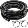 Flexible PVC Pipe2" Dia Black PVC Pipe, ID2" x50 feet Pool Hose,Spa Hose Tubing for Koi Ponds, Pond Tubing,Irrigation and Water Gardens,With 2PCS Stainless Steel Clamps by Doniks