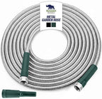 RUGGED RHINO Metal Garden Hose with Spray Nozzle, 75FT, 304 Stainless Steel, 750 PSI Burst Strength, Heavy Duty Flexible Water Hose, Kink Resistant, Leakproof for Yard, Lawn and Outdoor Use, Green by RUGGEDRHINO