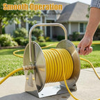 Stainless Steel Garden Hose Reel, Wall/Floor Mounted Heavy Duty Water Hose Reel with Crank Handle & 6.5 FT Leader Hose, Holds 75 FT x 5/8″ or 130 FT x 1/2″ Hose for Yard, Garden, Patio - Image 5