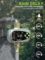 Sprinkler Controller with Soil Moisture Sensor: 1 Zone Water Timer for Garden Hose, Rain Delay & Brass Inlet Programmable Hose Timer, Automatic Drip Irrigation System for Yard Lawn Greenhouse - Image 5