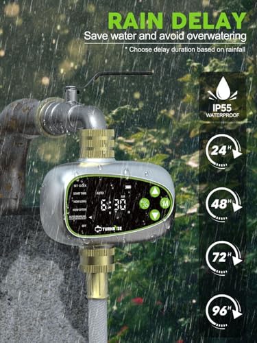 Sprinkler Controller with Soil Moisture Sensor: 1 Zone Water Timer for Garden Hose, Rain Delay & Brass Inlet Programmable Hose Timer, Automatic Drip Irrigation System for Yard Lawn Greenhouse - Image 3