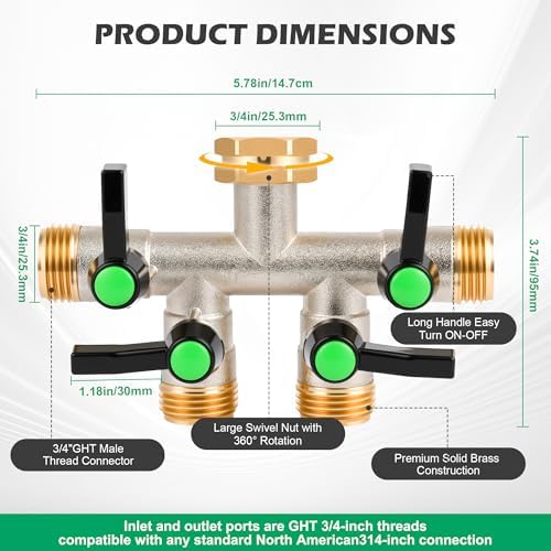 Love Is War 4 Way Hose Splitter Garden Outdoor Water Spigot Splitter - Image 5