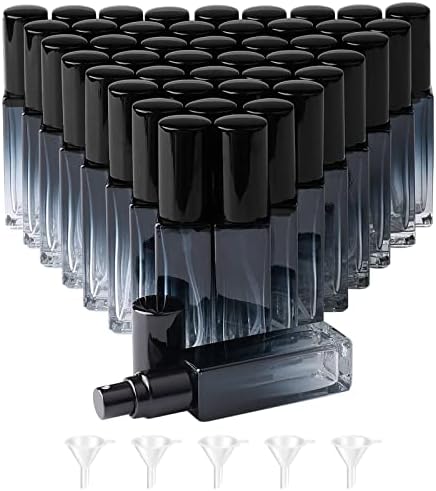 45pcs 10ml Mini Glass Spray Bottles Square Gradient Black Cap by Newzoll