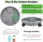 ORIMERC 3 Pack Plant Caddy with Wheels Heavy Duty 14 inch Plant Saucer Self-Watering Design, Movable Wheeled Round Planter Stand Coaster Trolley, Flower Pot Dolly on Rolling Caster Indoor Outdoor - Image 2