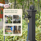 Freestanding Garden Water Column, Antifreeze Water Fountain Post, Hose Holder with Double Outlet Faucet for Villa Courtyard Camping(114cm/44in) - Image 5