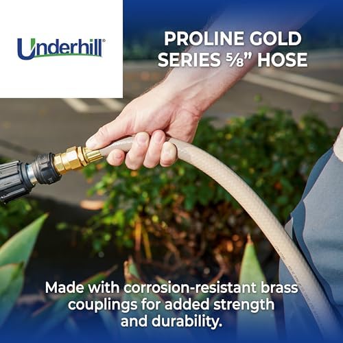 Underhill Proline Gold Series Commercial Garden Water Hose 50 ft, Lightweight, Heavy-Duty, Flexible, Kink Free, Industrial, 500 psi, H58-050PR0-G 5/8" x 50', Gold - Image 2