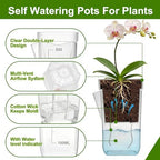 HITOSTAR 12 Pack 4 Inch Mini Clear Self Watering Pots for Indoor Plants, Small Plastic Planters with Drainage, Hydroponic Nursery Propagation Cups, for African Violet Alocasia Pot (4 Inch, 12Pack) - Image 2