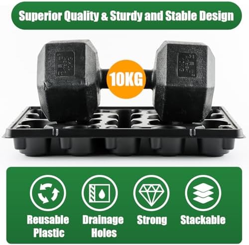 RooTrimmer 20 Cell Plant Trays for Carrying 3 inch Round Nursery Pots, Sturdy Plastic Trays Suitable for Holding 100 pcs Peat Pots ((5 Packs - Trays Only, Pots Not Included)) - Image 5