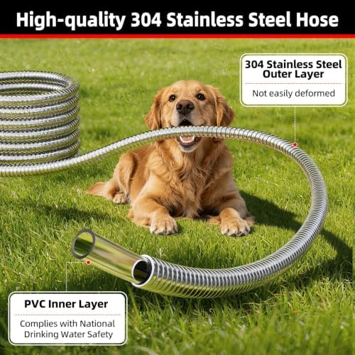 SPECILITE Metal Garden Water Hose 50 FT With Reinforced 3/4" Fittings - Image 3