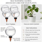 Plant Watering Globes Slow Release Terracotta Automatic Plastic Watering Globes Top Fill Control Plants Watering Devices System Watering Planter Insert Spikes Stakes (White-17oz-9Pcs) - Image 2