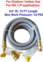 15FT 3/4" Inch ID Natural Gas Hose with Quick Connect Fittings for Standby Generators Natural Gas Equipment Outdoor Cooking Appliances Construction Heaters, CSA Certified for Indoor/Outdoor Use - Image 4